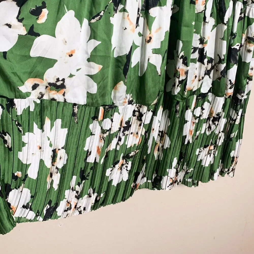 Sister Jane Flora Dorm Ruffle Midi Dress XS Floral Green Long Sleeve Big Collar - Picture 5 of 7